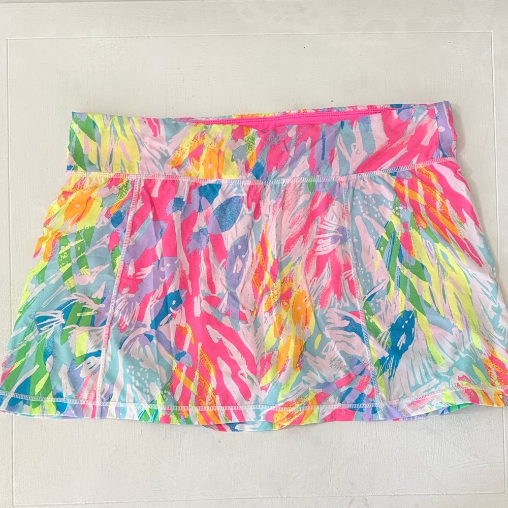 Lilly Pulitzer Neon Palm-Print Mini Skirt in Pink, Yellow & Blue